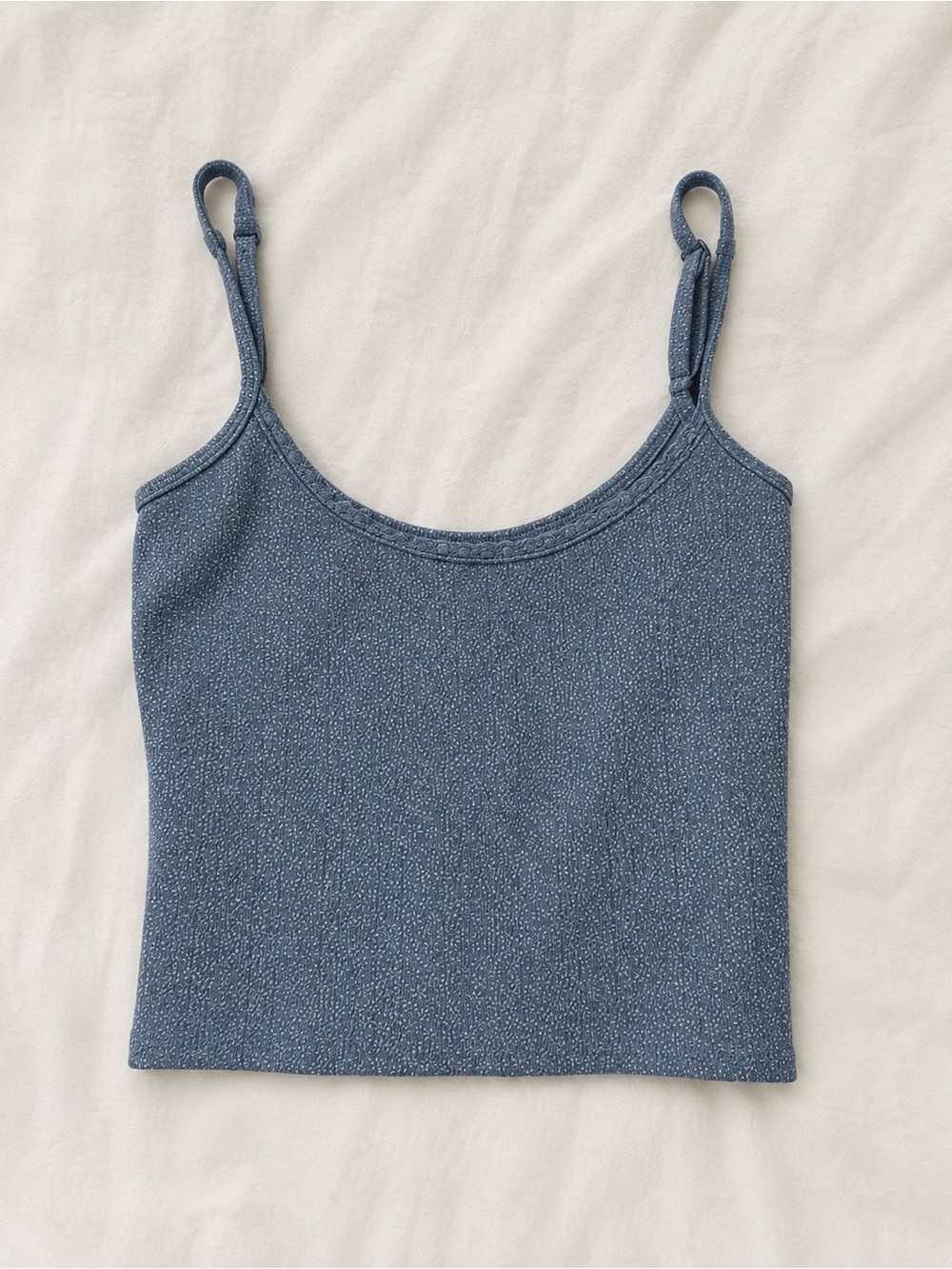 Blue Ribbed Cami Tank Top